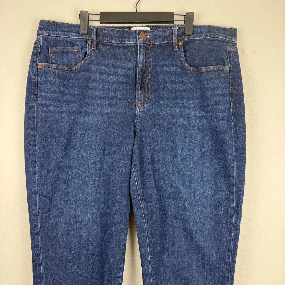 Loft Outlet Skinny Crop Jeans Women 16 (38x24.5) Blue Denim Frayed Hem Dark Wash